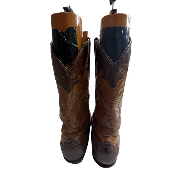 Vintage TEXAS Men\'s Leather Western Cowboy Boots Size 10.5 D Brown Wing Tip M 81 main image 14